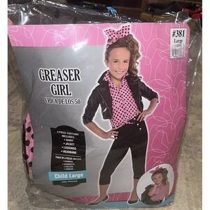 Greaser Girl Grease Costume Kids 1950s Halloween Sz Large 12-14